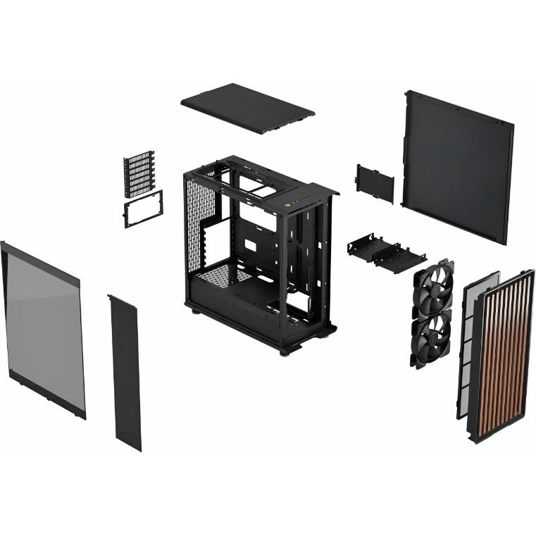 Fractal Design North Charcoal Black TGD (FD-C-NOR1C-02) (UA) Місця під додаткові вентилятори / розташування передня панель / 2x140 або 3x120 мм, верхня панель / 2x120/140 мм, задня панель / 1x120 мм