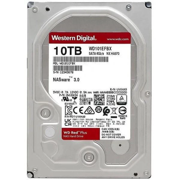 WD Red Plus 10 TB (WD101EFBX) Бренд: WD; Лінійка: Red Plus; Тип HDD: