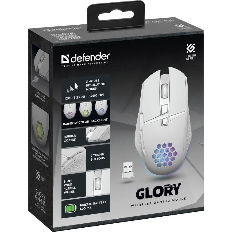 Defender Glory GM-514 Wireless White (52513) (UA) Бренд: Defender; Призначення: для