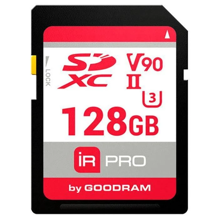 GOODRAM 128 GB SDXC UHS-II U3 ​​IRDM PRO IRP-S9B0-1280R11 Бренд: GOODRAM; Об'єм пам'яті, ГБ: 128;