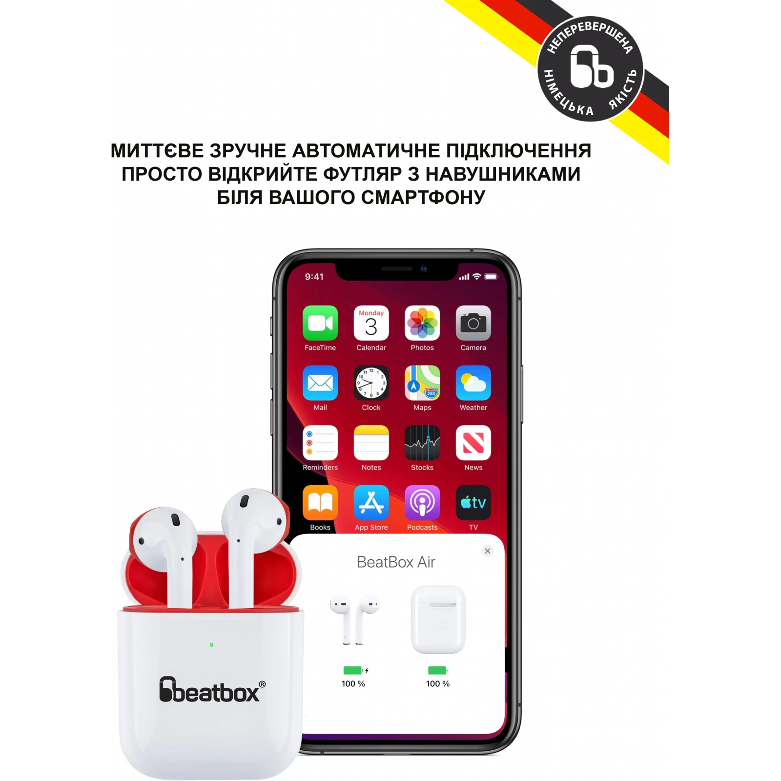 BeatBox PODS AIR 2 Wireless Charging White-Red (bbpair2wcwr) (UA) Конструкція вкладиші