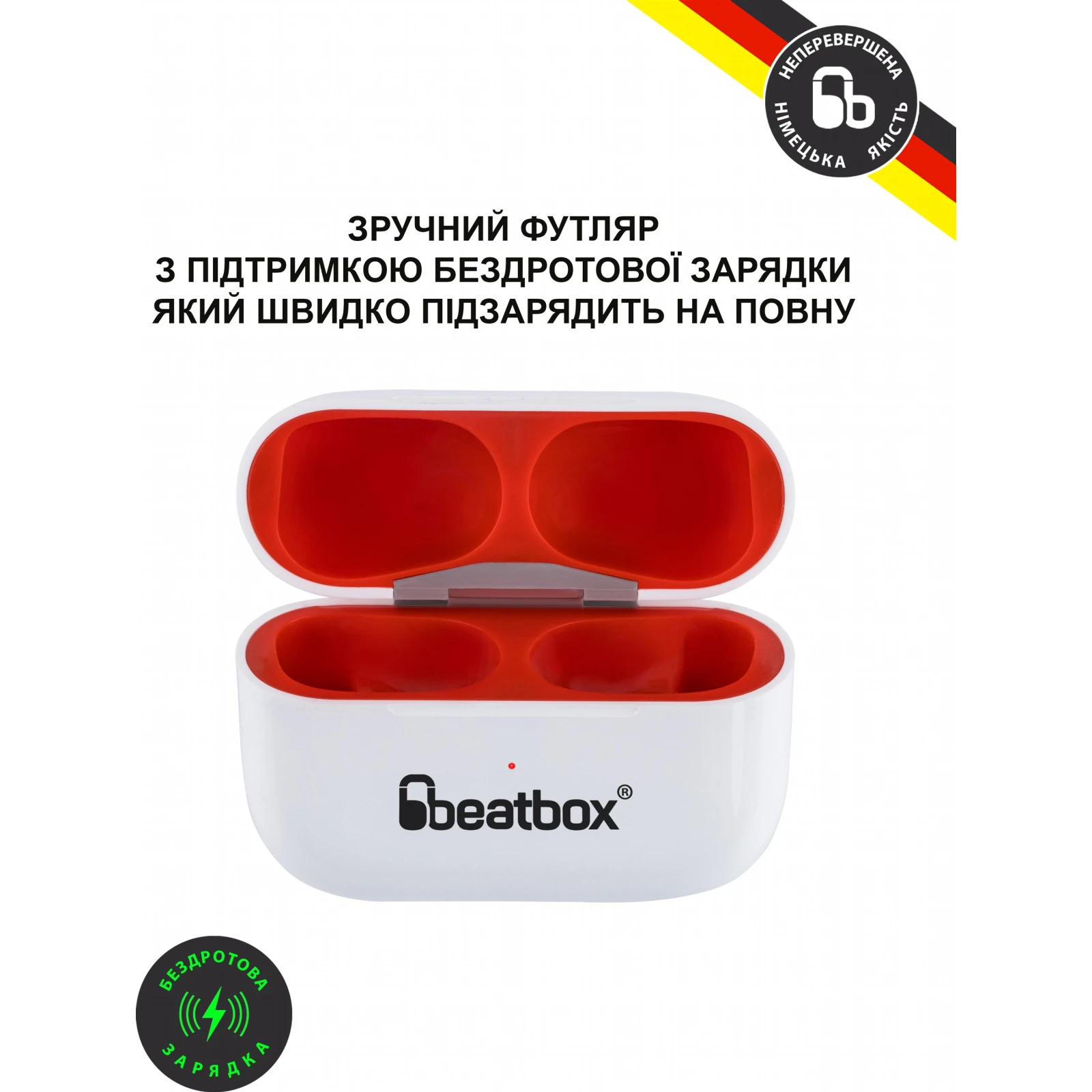 BeatBox PODS PRO 1 Wireless Charging White-Red (bbppro1wcwr) (UA) Подключение беспроводное