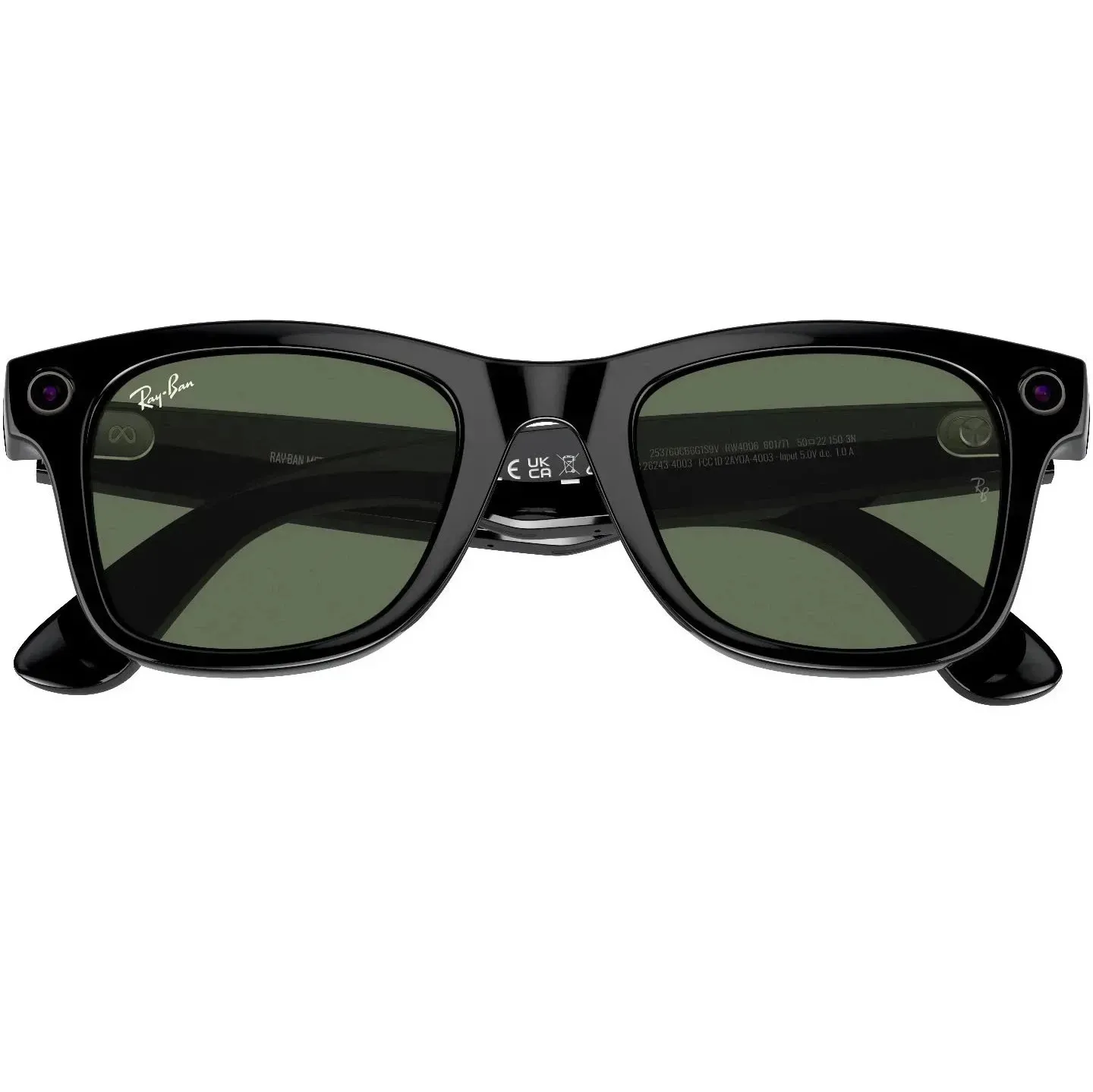 Смарт-очки Ray-ban Meta Wayfarer Shiny Black / Green (RW4008 601/71 53-22) Цвет оправы Черный