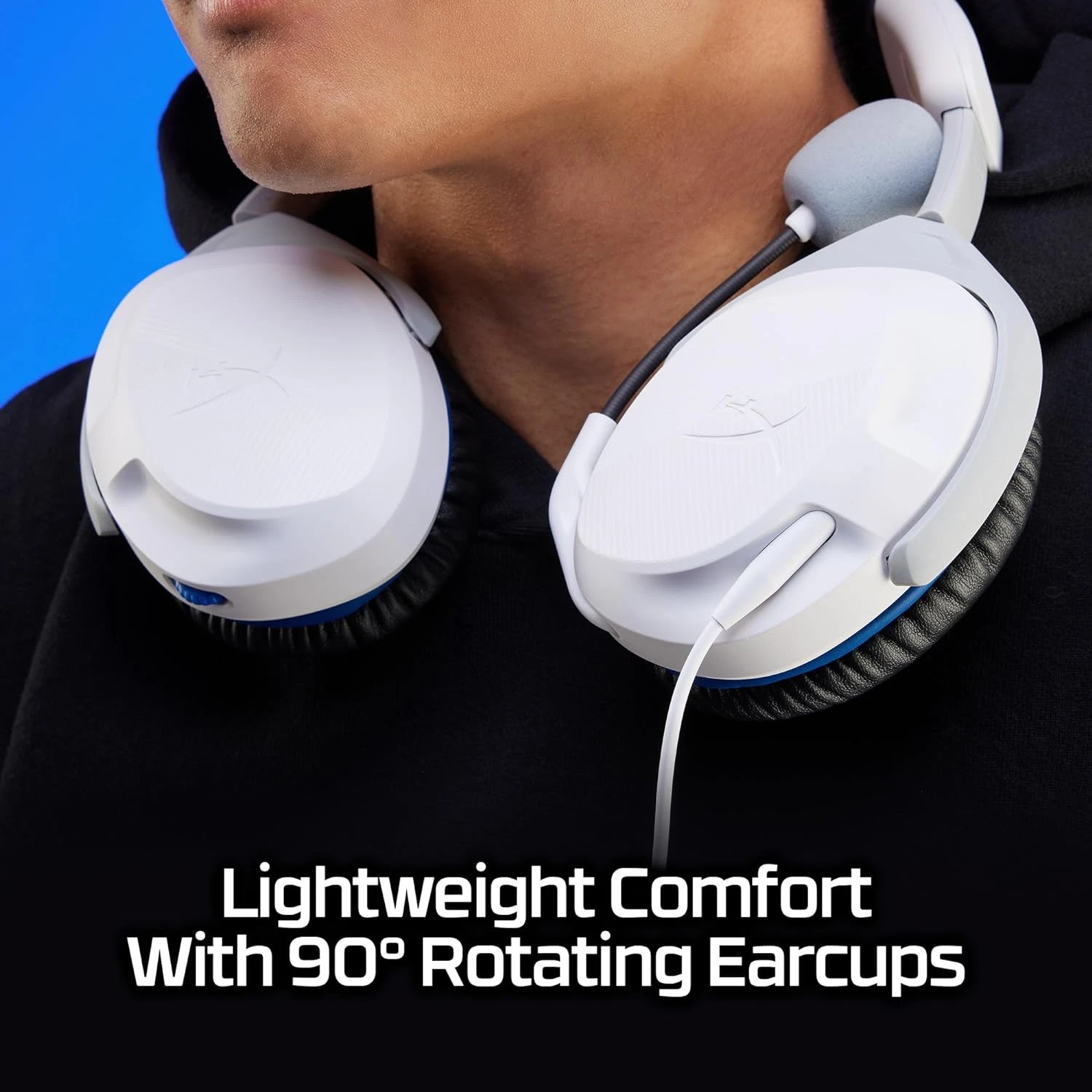 HyperX Cloud Stinger 2 PS4/PS5, mini-jack, біло-синій (75X29AA) (UA) Довжина кабелю/радіус дії 2 м кабель гарнітури (2.0 мм), 15-сантиметровий кабель-підовжувач для ПК (1.5 мм)