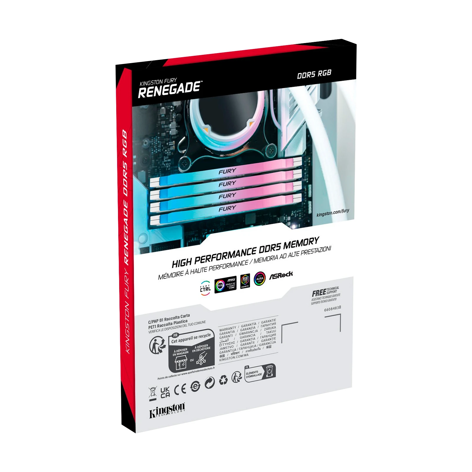 DDR5 32GB (2x16GB) 7200 MHz Renegade RGB White XMP Kingston Fury (ex.HyperX) (KF572C38RWAK2-32) (UA) Тип памяти DDR5