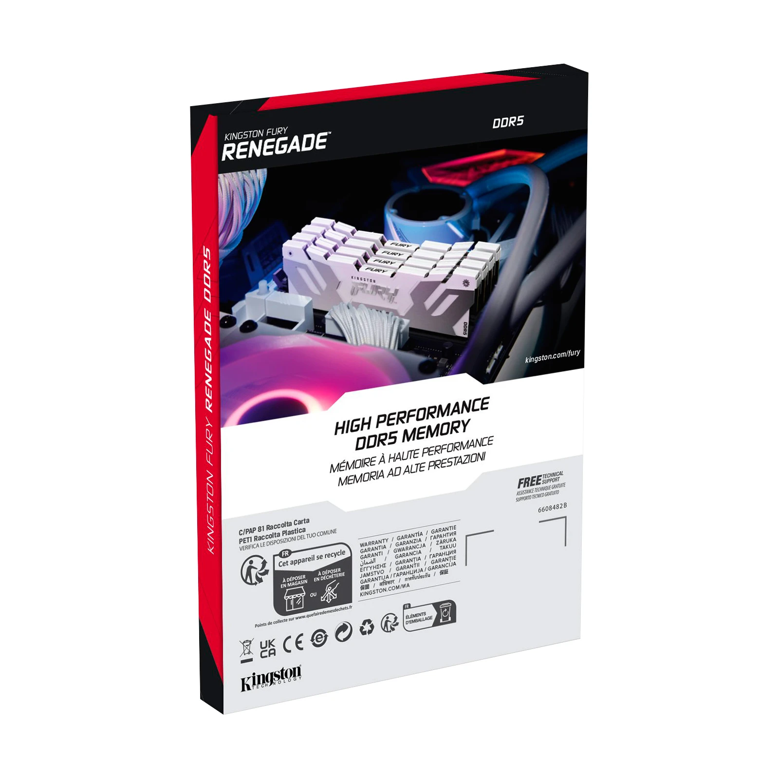 DDR5 32GB 6400 MHz Renegade White XMP Kingston Fury (ex. HyperX) (KF564C32RW-32) (UA) Тип пам'яті: DDR5; Об'єм пам'яті: 32