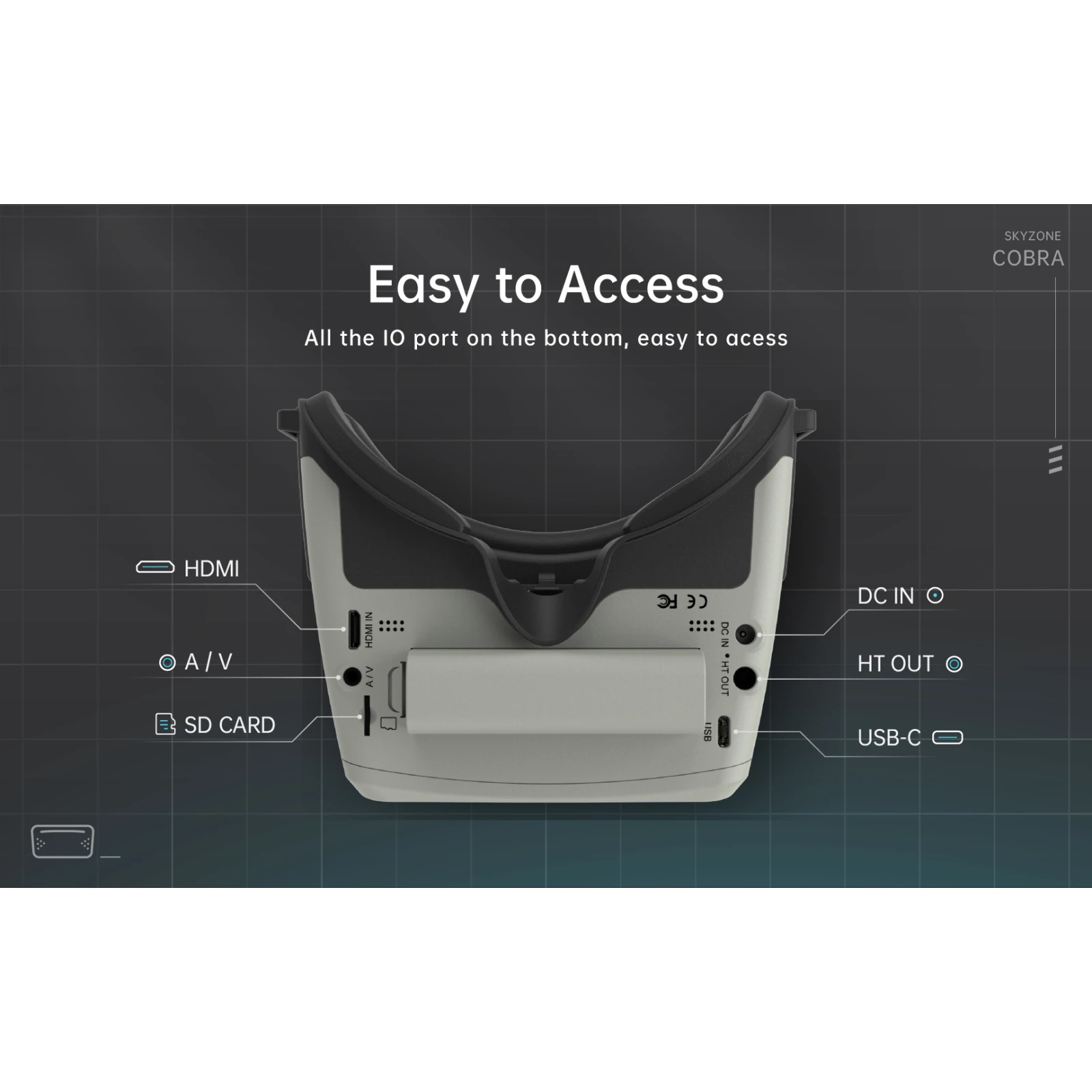 Очки FPV Skyzone Cobra X V4 Diversity DVR 5.8GHz 56CH L,X Band (COBRAX5G) (UA) Питание аккумулятор