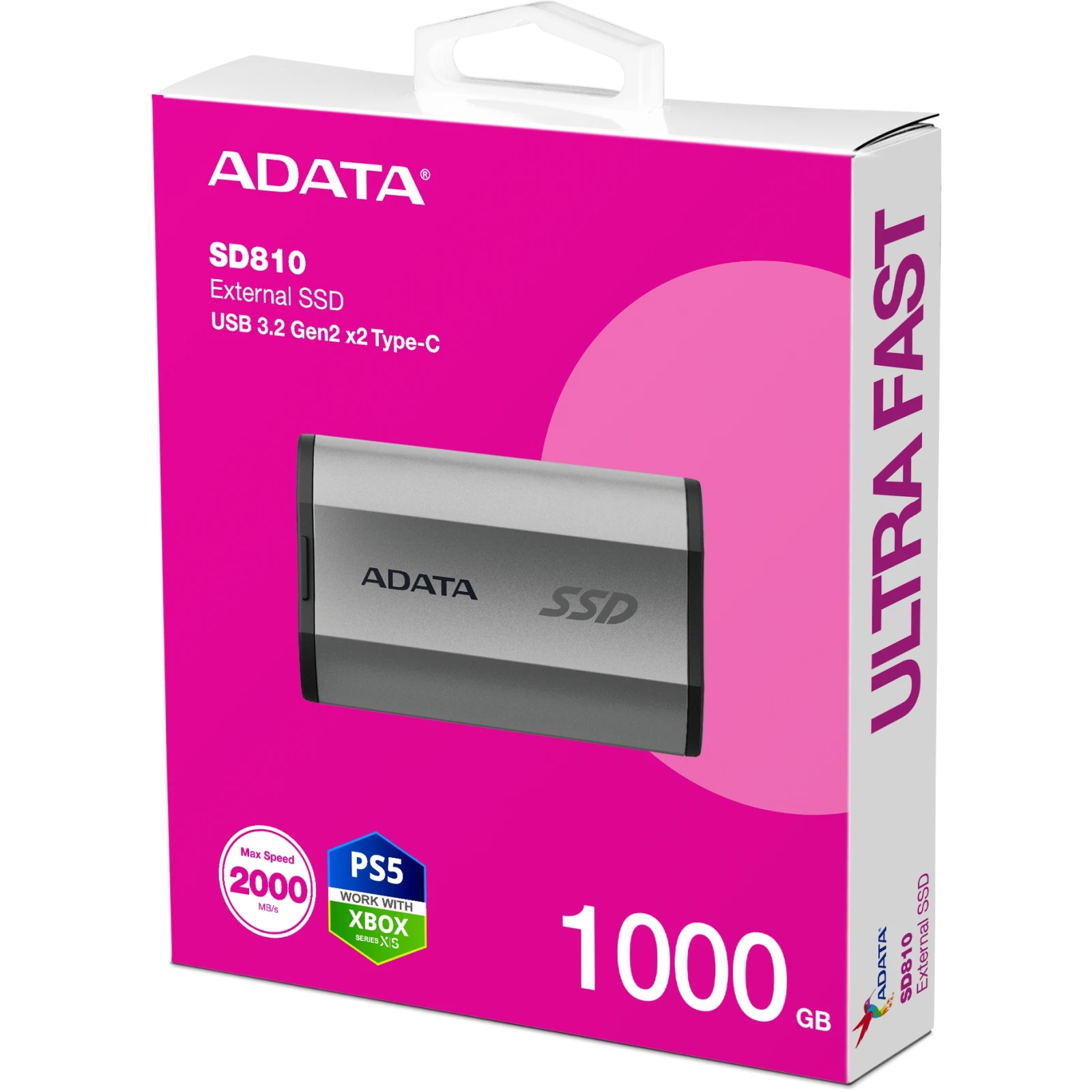 USB 3.2 1TB ADATA (SD810-1000G-CSG) (UA) Тип накопителя: внешний; Объем