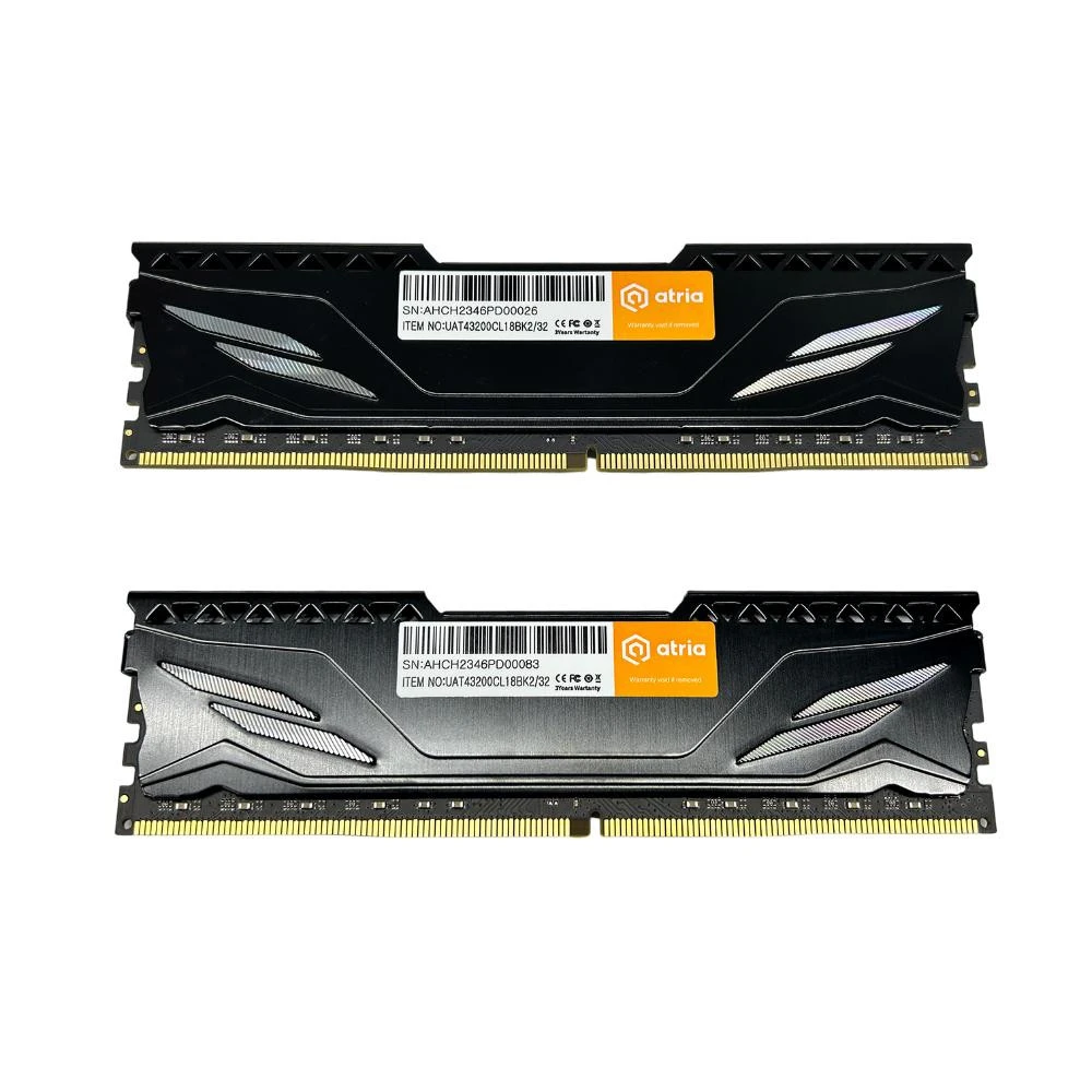 ATRIA 32 GB (2x16GB) DDR4 3200 MHz Fly Black (UAT43200CL18BK2/32) (UA) Бренд: ATRIA; Призначення: Пам'ять