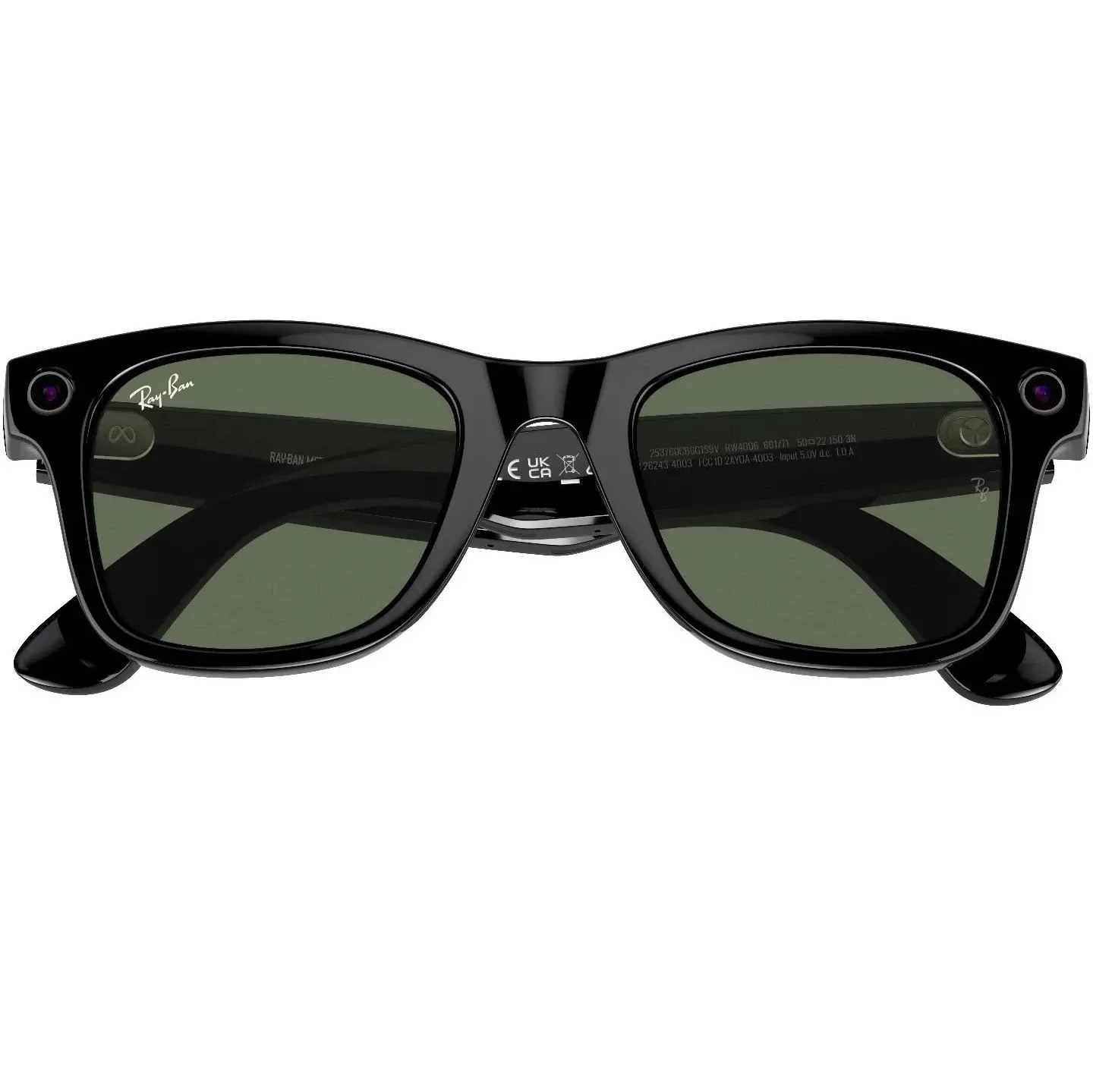 Смарт-очки Ray-ban Meta Wayfarer Shiny Black / Green (RW4006 601/71 50-22) Цвет оправы Черный