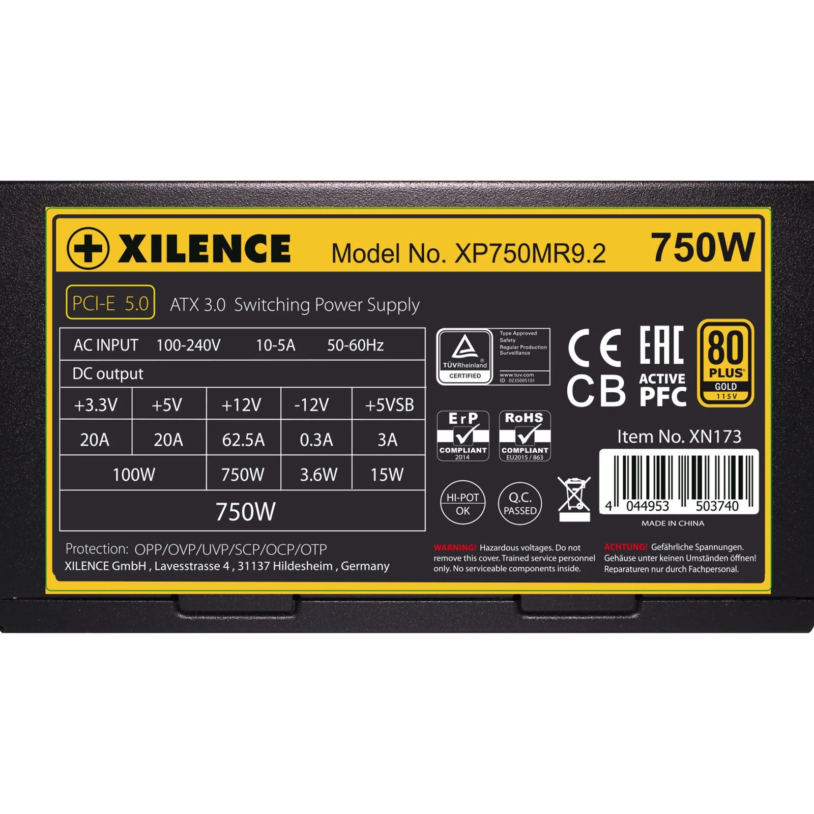 Xilence 750W (XP750MR9.2) (UA) Сертификация 80 PLUS 80 PLUS Gold