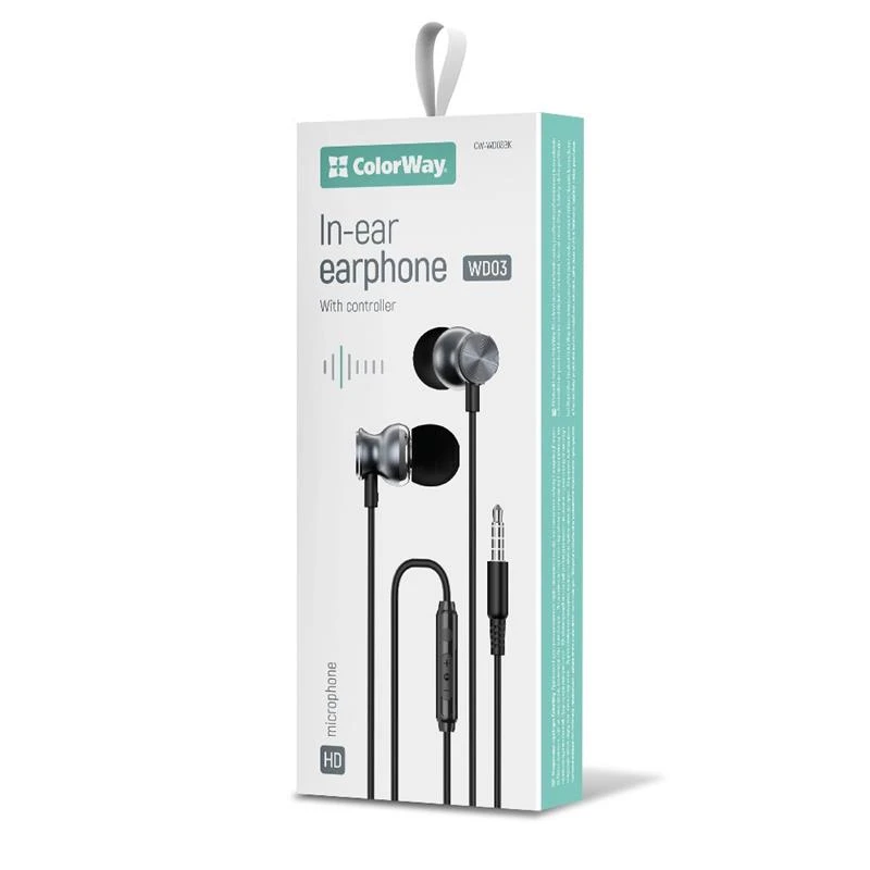 Гарнітура СolorWay 3.5 mm Wired Earphone UrbanBeat Black (CW-WD03BK) Тип підключення: дротове;