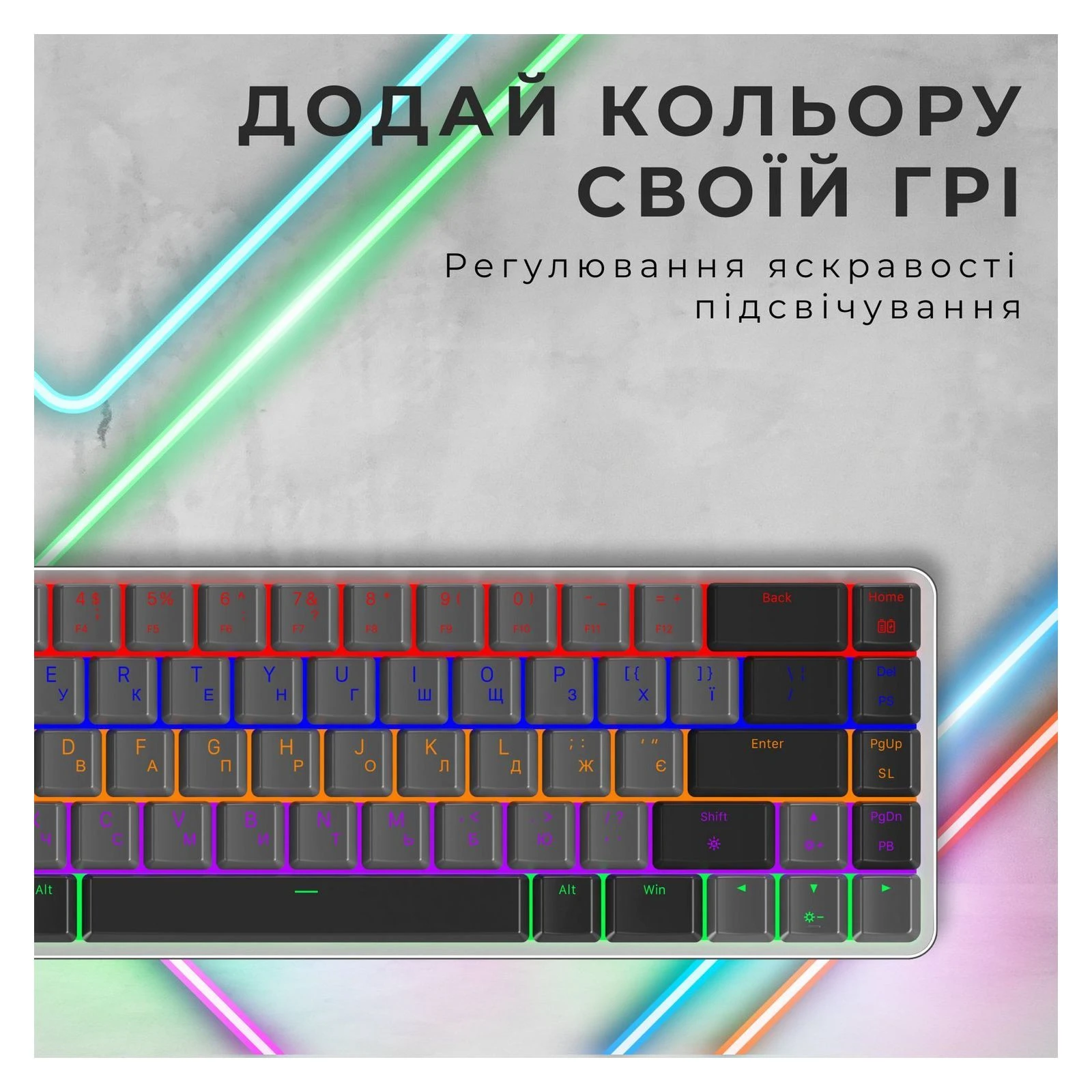 GamePro MK122R Red Swich Low Profile Wireless Dark Gray (MK122R) (UA) Тип: з підсвічуванням;