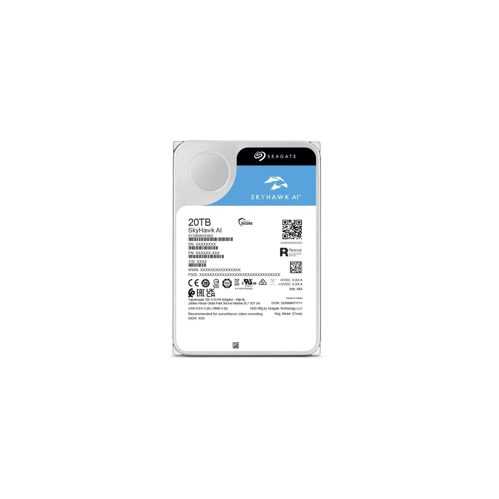 3.5 20TB Seagate (ST20000VE003) (UA) Об'єм: 20 TB; Швидкість обертання