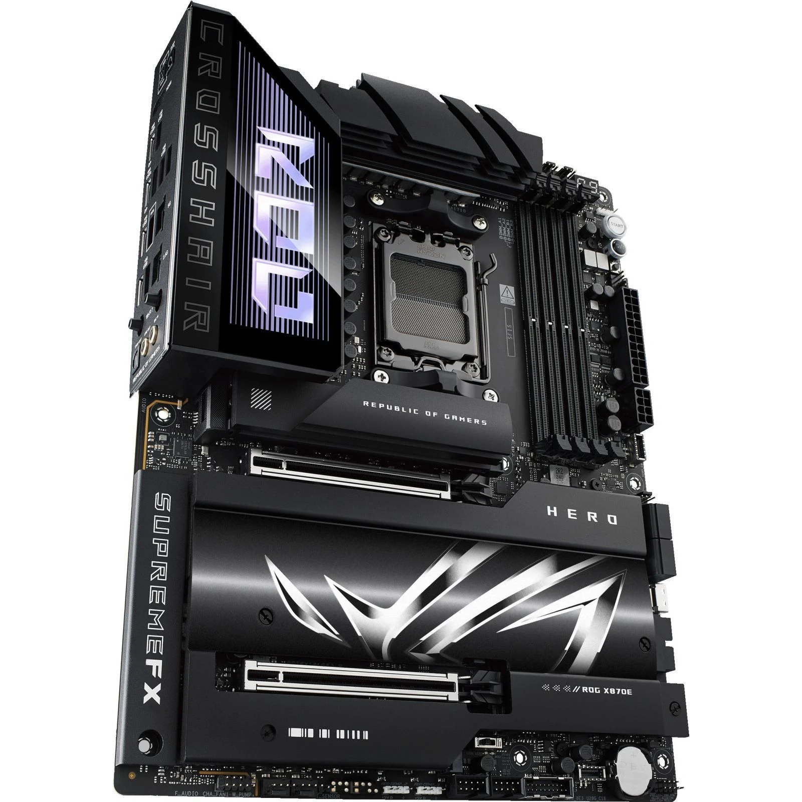 ASUS ROG CROSSHAIR X870E HERO (90MB1IE0-M0EAY0) (UA) Зовнішні порти  1 x Кнопка CMOS CMOS, 2 X USB 3.2 Gen2 Type-C, 1 x модуль Wi-Fi, 6 x USB 3.2 Gen 2 Type-A, 2 X USB4 (40 Гбіт / с) Порти (2 X USB Type-C), 2 X RJ45, 1 X HDMI, 1 x оптичний spdif, 2 x аудіо 