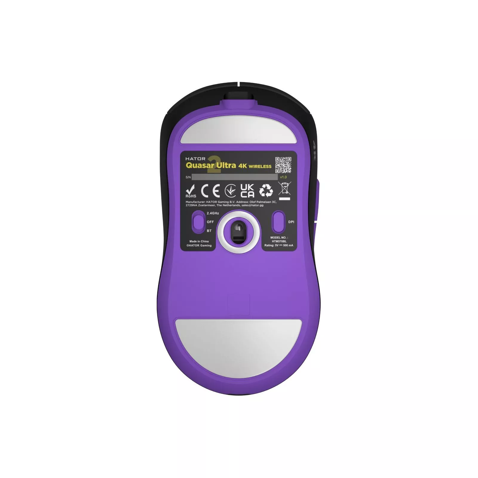 Hator Quasar 2 Ultra 4K Wireless/Bluetooth/USB Black/Lilac (HTM570BL) (UA) Підключення бездротове, дротове