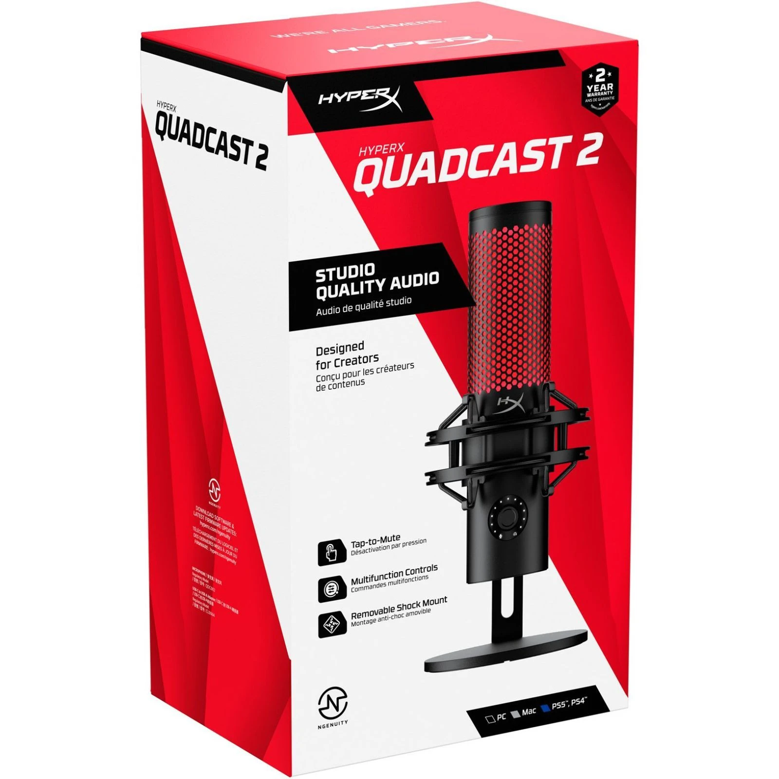 HyperX QuadCast 2 Black (872V1AA) (UA) Направленность всенаправленный (360°), направленный, кардиоид, двунаправленная