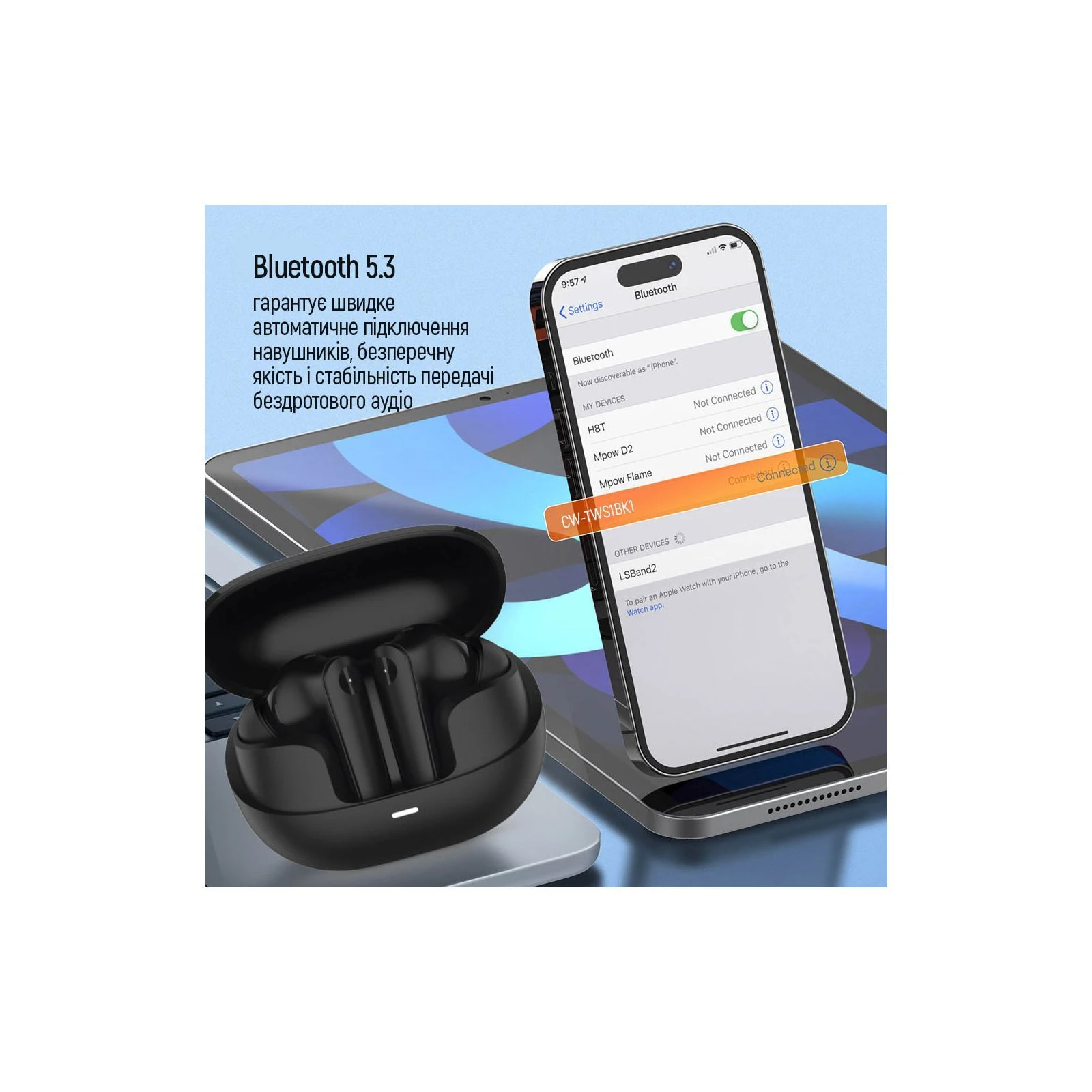 Наушники ColorWay Slim TWS-1 Earbuds Long Life Black (CW-TWS1BK1) (UA) Тип: TWS (True Wireless Stereo); Назначение: