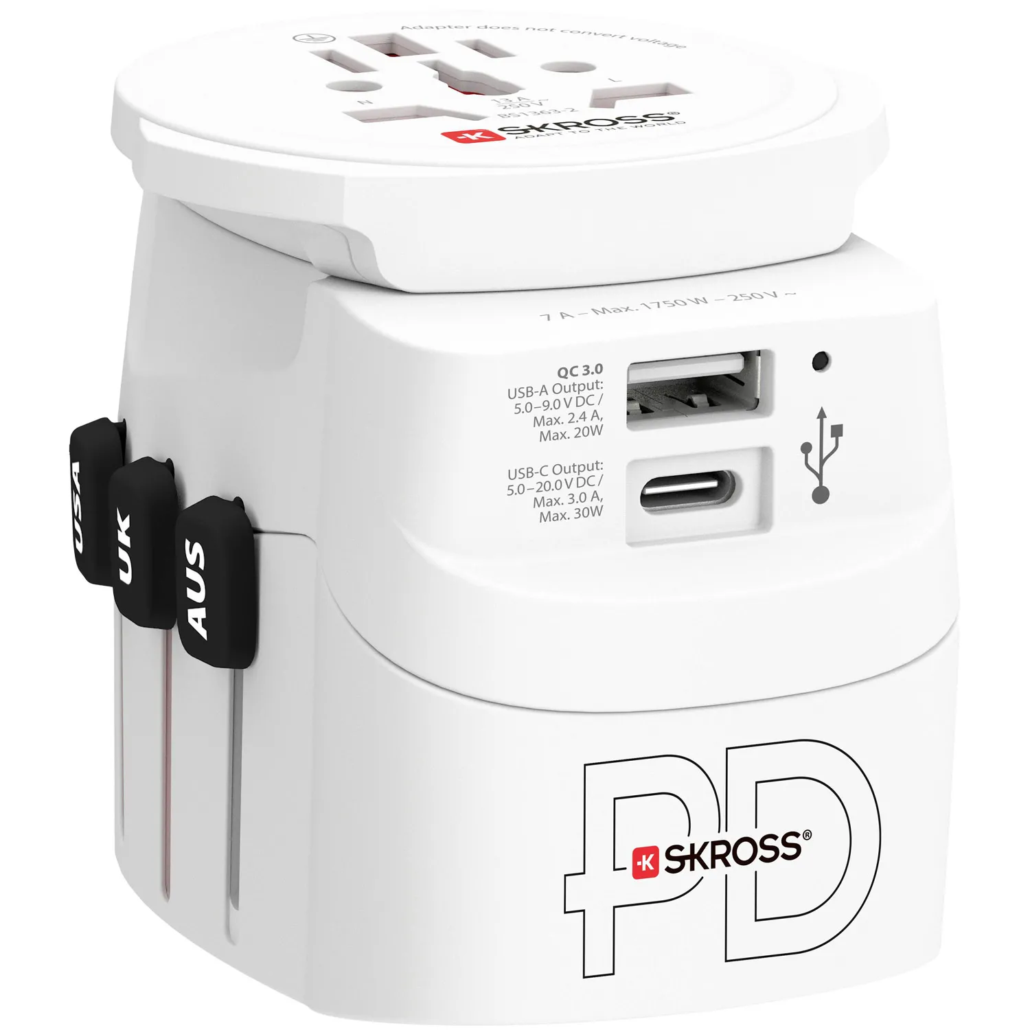 SKROSS Pro Light USB AC30PD World White (1.302473) Максимальний струм