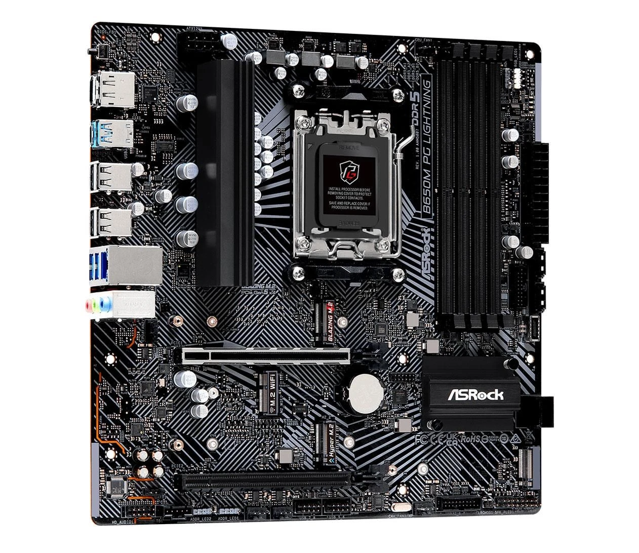 ASRock B650M PG LIGHTNING EU Охолодження секції живлення радіатором  Так (частково охолоджувана силова частина з алюмінієвим радіатором) Так - немає зіткнень