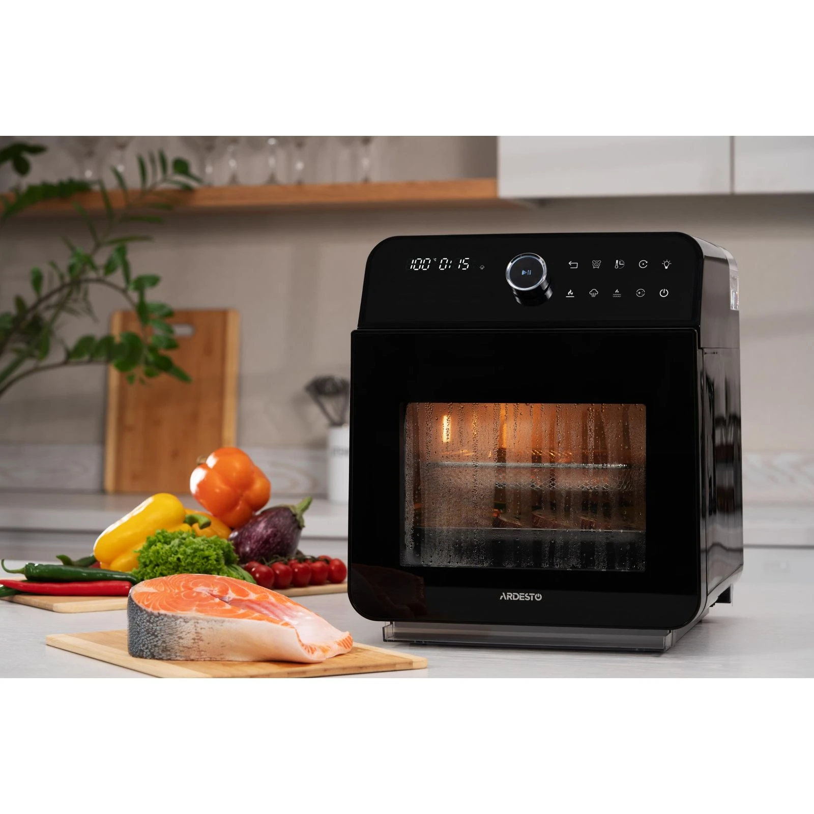 Ardesto AIFO-A150ST (UA) Діапазон температури  40 - 220 ° C <==> Підготовка кілька страв одночасно 