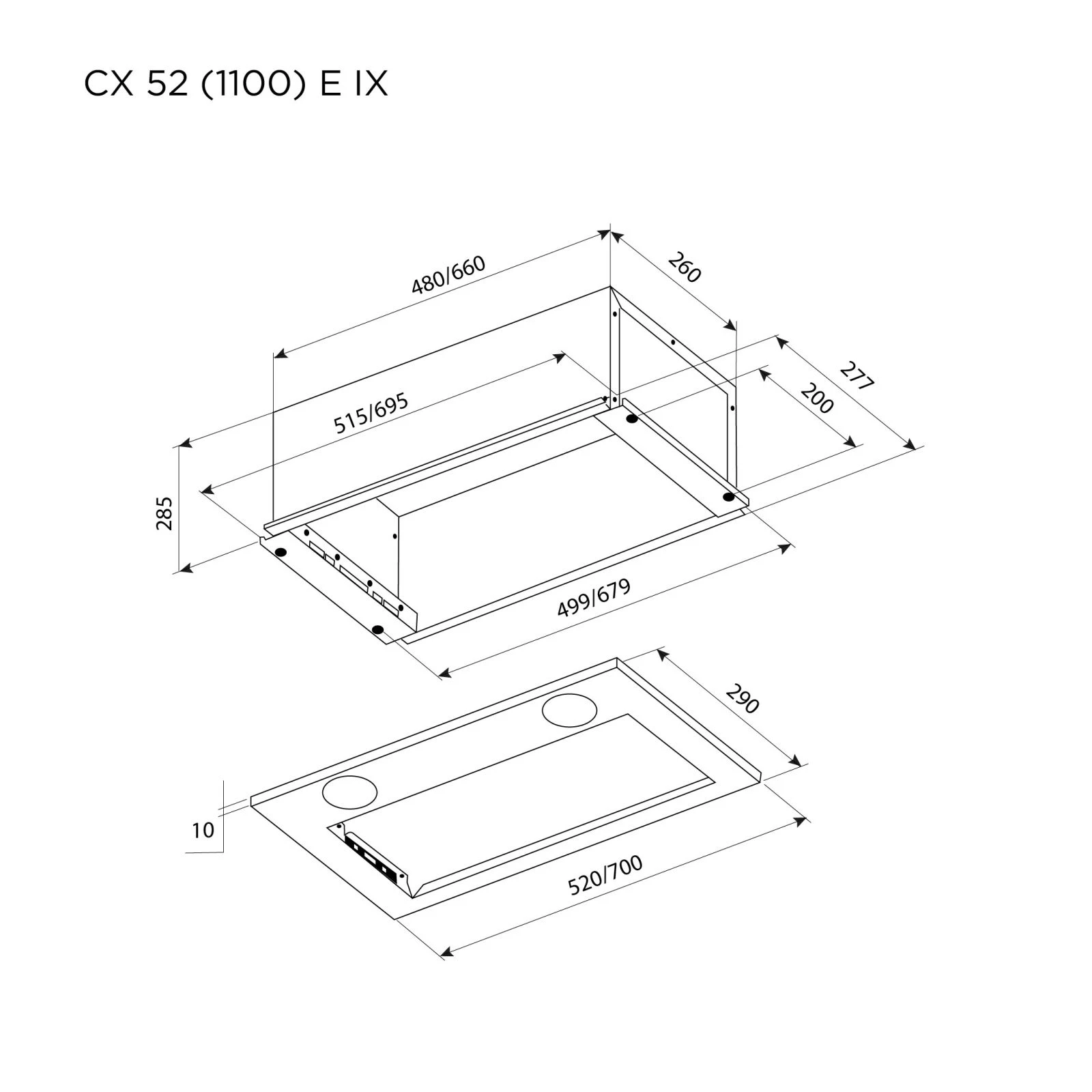 Pyramida CX 52 (1100) E IX (UA) Тип: вбудована; Тип монтажу: у