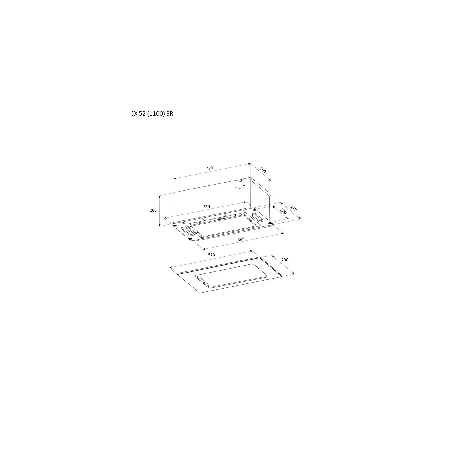 Pyramida CX 52 (1100) SR GWH (UA) Тип: вбудована; Тип монтажу: у