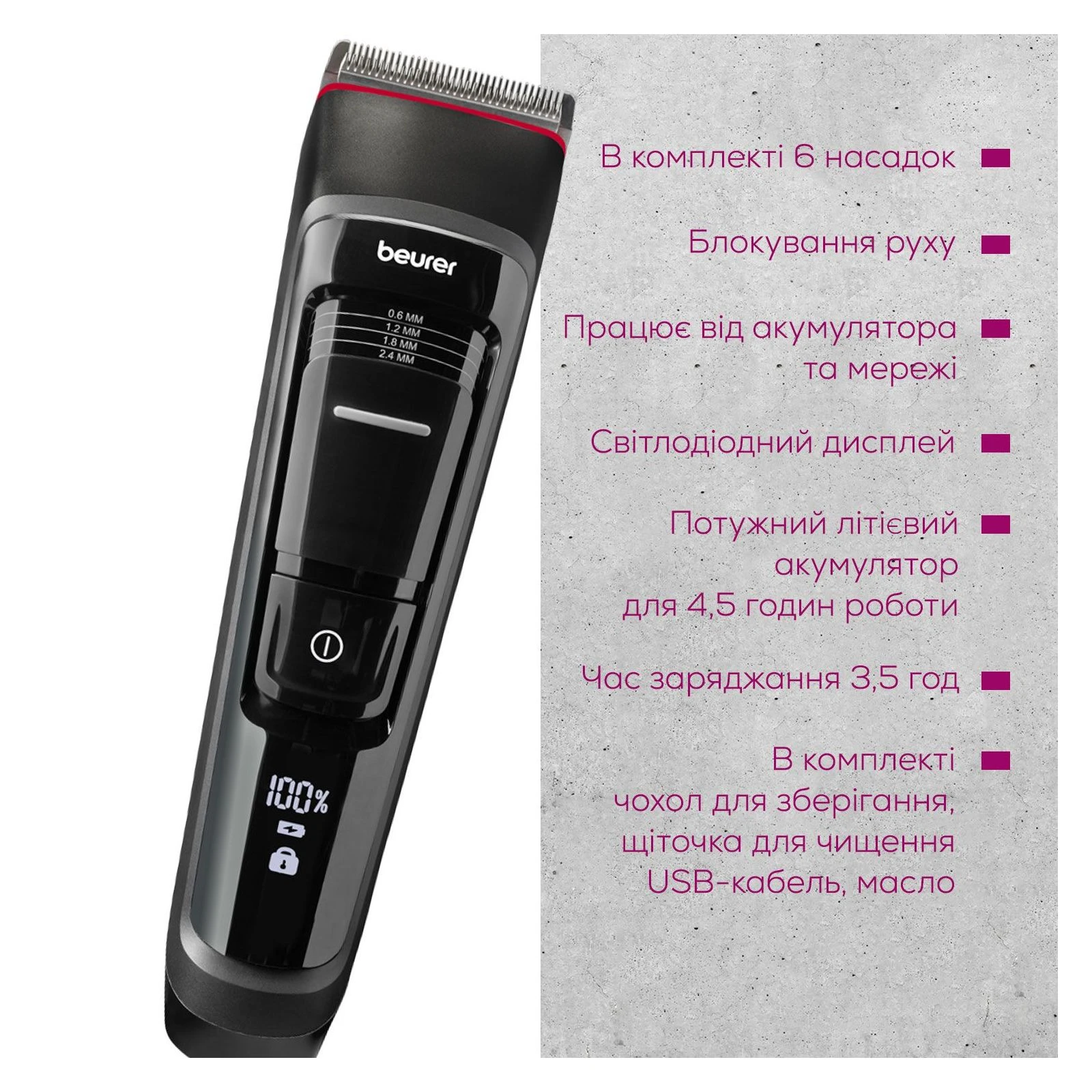 Beurer MN5X (UA) Питание: аккумулятор; Тип