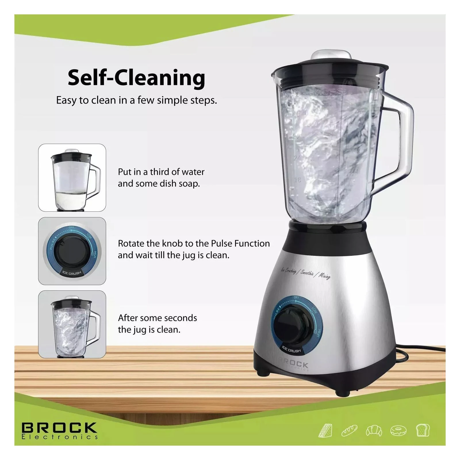 Brock BL 1502 SS (UA) ємність великого подрібнювача  1500 мл <==> насадки та ножі 