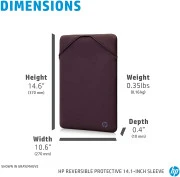 HP Protective Reversible 14 GRY/MVE Laptop Sleeve (2F2L6AA) (UA)