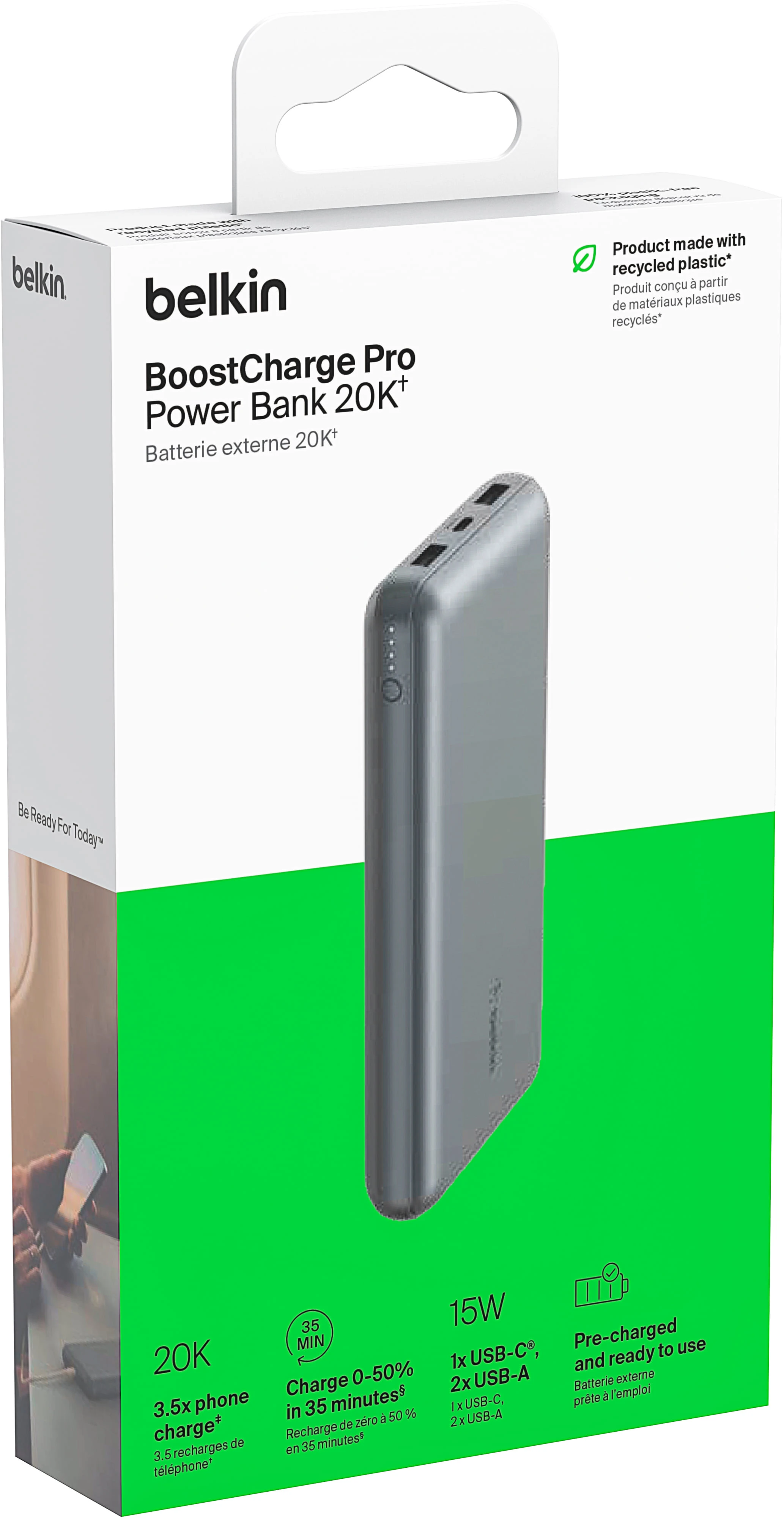 Belkin Power Bank 10000мАч (BPB011BTGY) (UA) Тип: батарея; Заряжается от: USB;