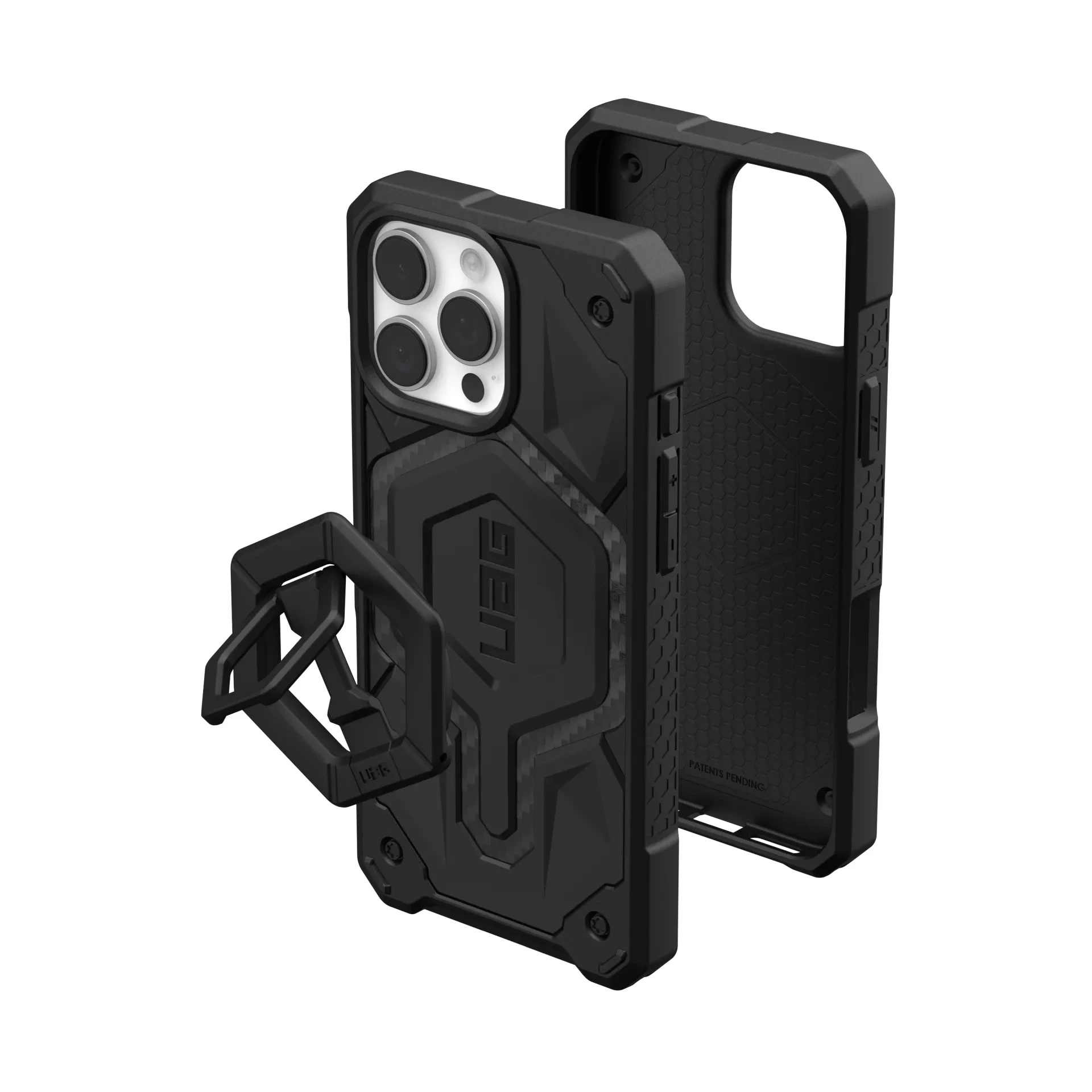 UAG Чохол+магнітне кільце-тримач для iPhone 16 Pro Max, Monarch Pro Magsafe, Carbon Fiber/Black Stand (1144571BV01) (UA) Тип: чохол / магнітне