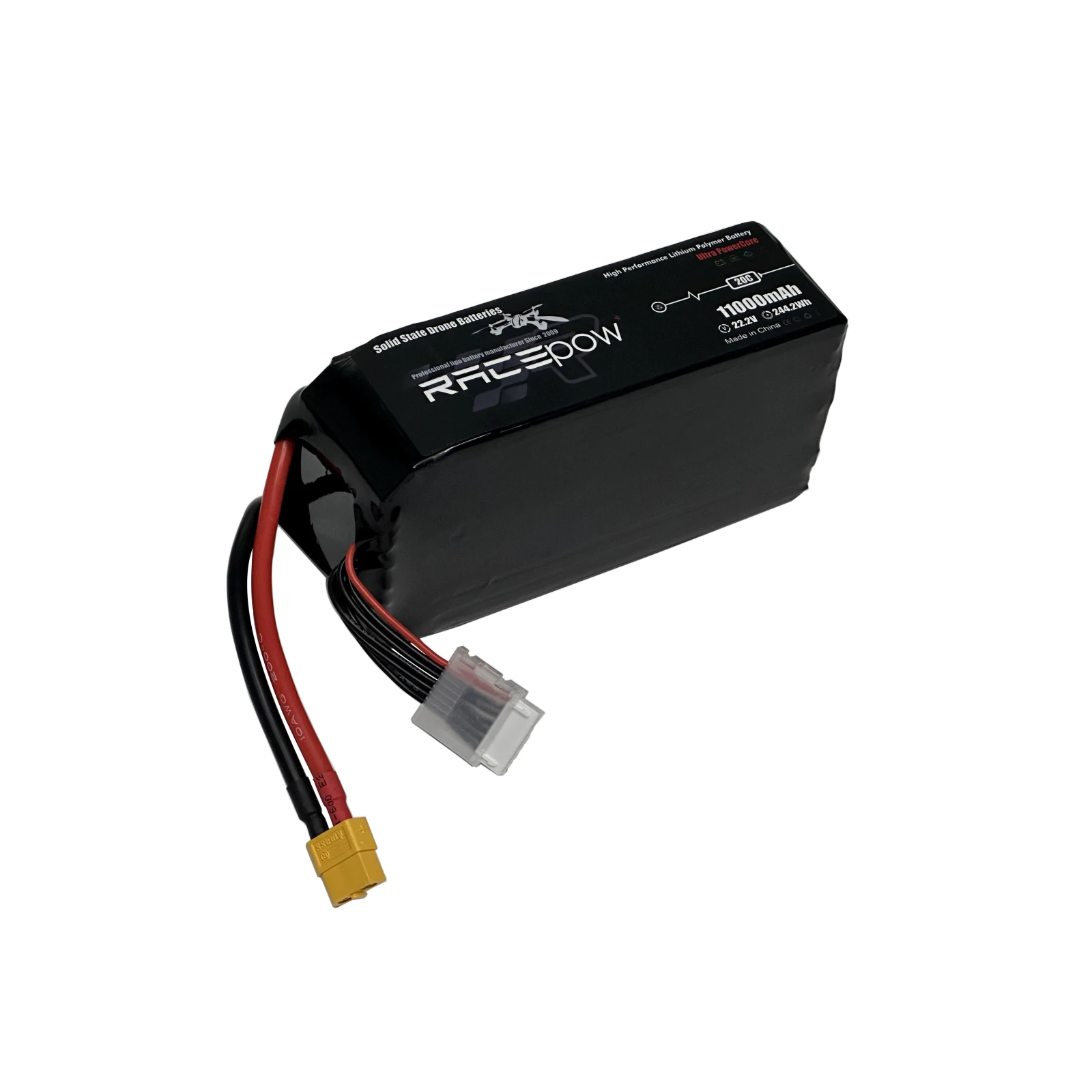 Акумулятор для дрону RacePow Solid state Lipo 6s 11000mAh 20C XT60 (11000mAh-6s-20C) (UA) Тип акумулятора: LiPo 6S; Місткість: