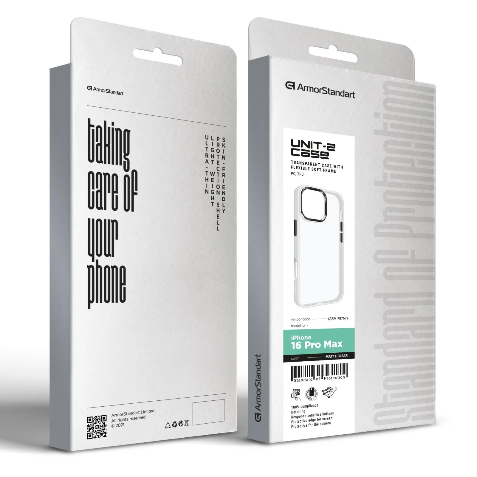 Чохол для мобільного телефону Armorstandart UNIT2 Apple iPhone 16 Pro Max Matte Clear (ARM78767) (UA) Сумісність із брендом: Apple;
