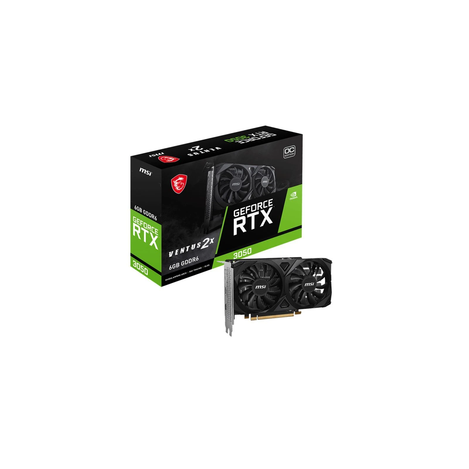 MSI GeForce RTX3050 6Gb VENTUS 2X E OC (RTX 3050 VENTUS 2X E 6G OC) (912-V812-056) (UA) Сімейство графіки: NVIDIA;