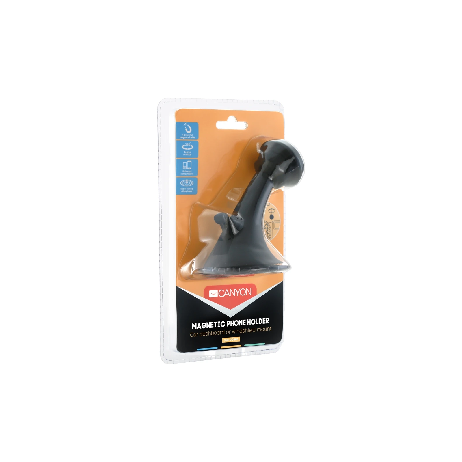 Універсальний автотримач Canyon Front car dashboard magnetic phone holder (CNE-CCHM6) (UA) Обертання 360 градусів