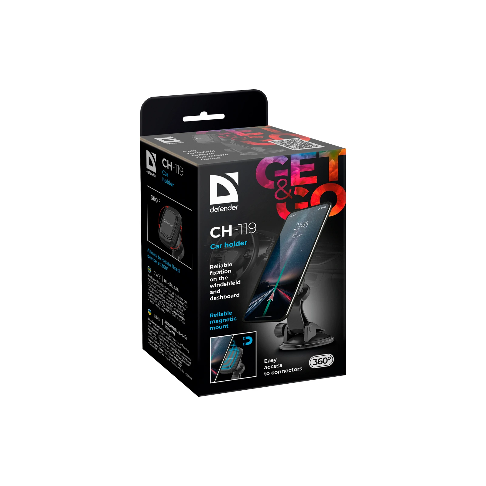 Універсальний автотримач Defender CH-119 магніт, на панель (29119) (UA) Тип кріплення: полімерна