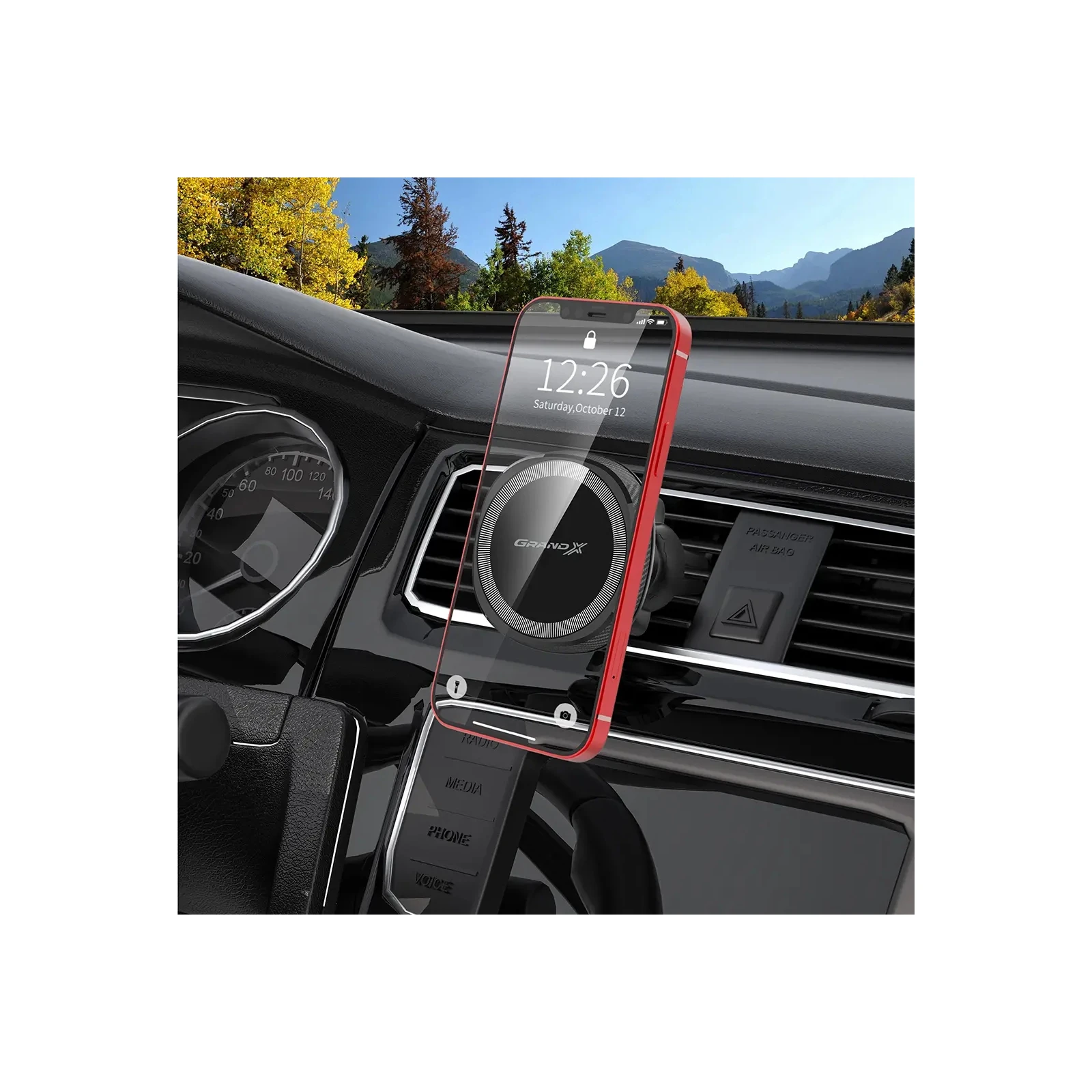 Універсальний автотримач Grand-X MT-15 MagSafe (кріплення на дефлектор) (MT-15) (UA) Тип кріплення: дефлектор;