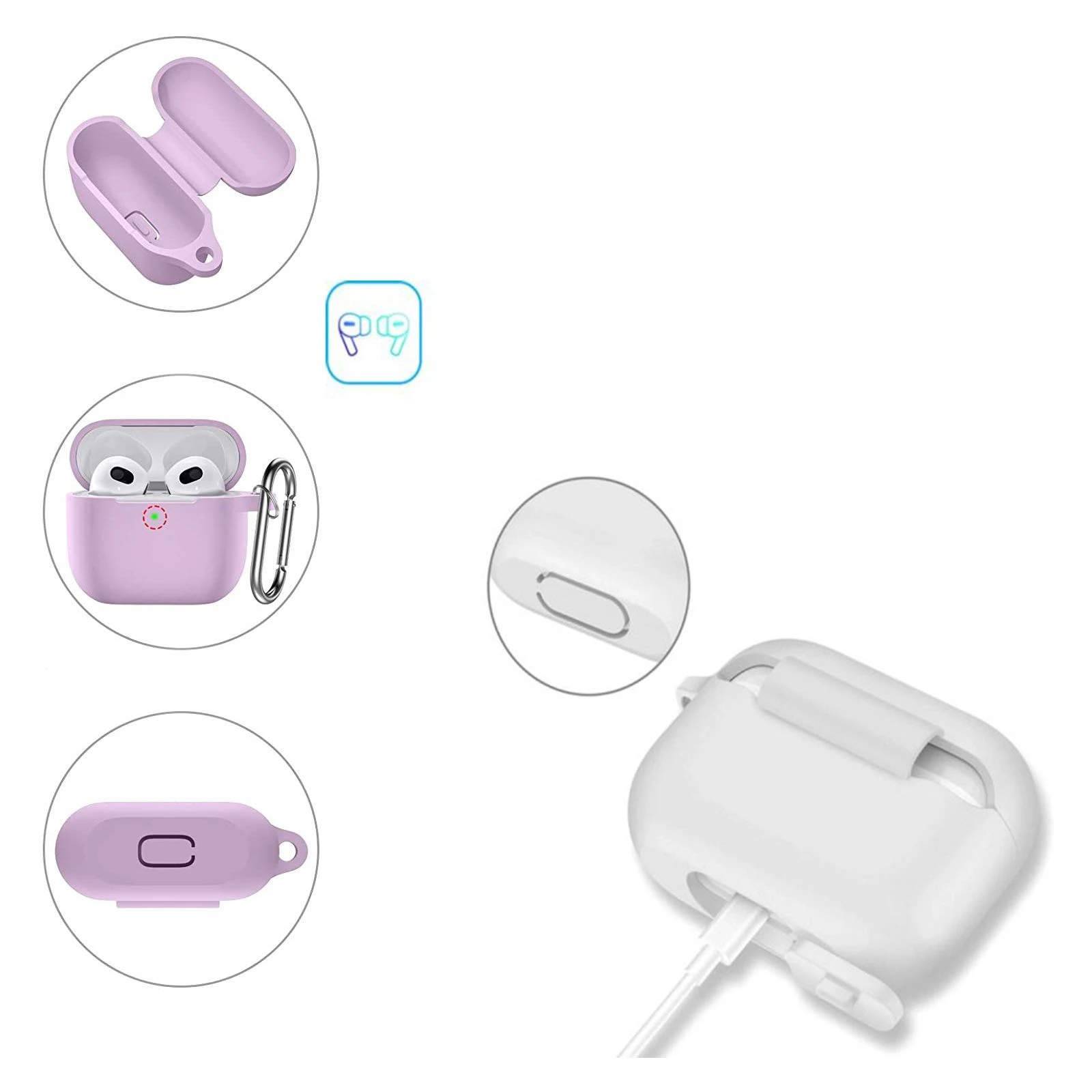 Чохол для навушників BeCover Silicon для Apple AirPods (3nd Gen) Transparancy (707232) (UA) Особливості  Carabin <==> Колір 