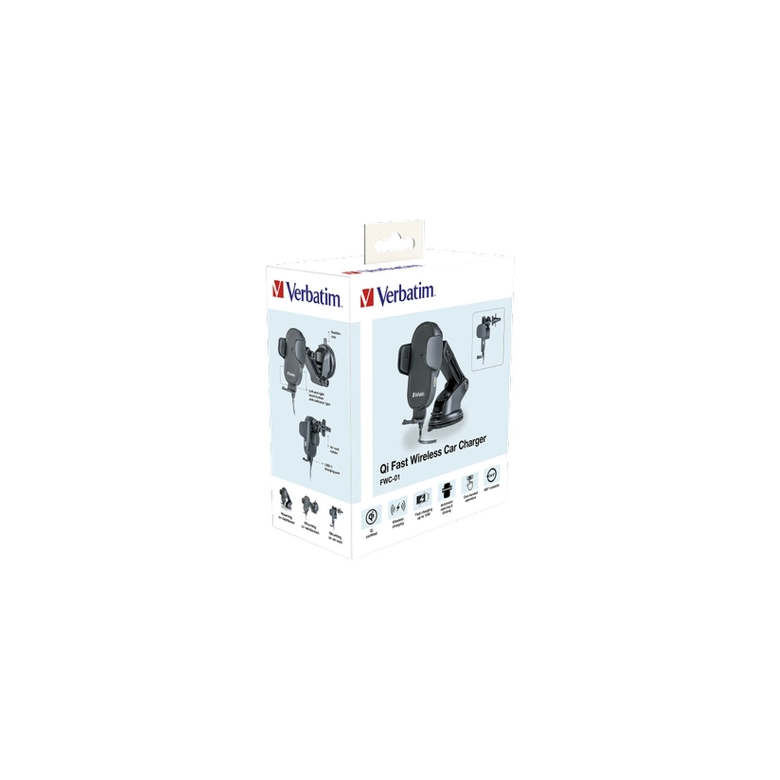 Универсальный автодержатель Verbatim FWC-01 with Qi Fast Wireless Car Charger (49552) (UA) Беспроводная зарядка с поддержкой беспроводной зарядки