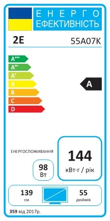 2E LED 4K 2E-55A07K Тип телевізора: DLED; Призначення: