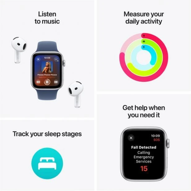Apple Watch SE 2 GPS 44mm Midnight Aluminium Case w. Ink Sport Loop (MXEP3) Бренд: Apple; Линейка: Watch SE 2; iOS: