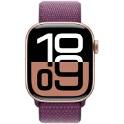 Apple Watch Series 10 GPS 42mm Rose Gold Aluminum Case w. Plum Sport Loop (MWWK3)