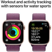 Apple Watch Series 10 GPS 42mm Rose Gold Aluminum Case w. Plum Sport Loop (MWWK3)