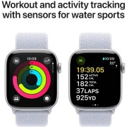 Apple Watch Series 10 GPS 42mm Silver Aluminum Case w. Blue Cloud Sport Loop (MWWD3)
