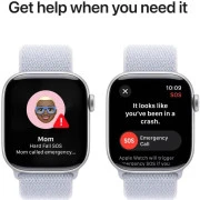 Apple Watch Series 10 GPS 42mm Silver Aluminum Case w. Blue Cloud Sport Loop (MWWD3)