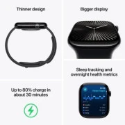 Apple Watch Series 10 GPS 46mm Jet Black Aluminum Case w. Ink Sport Loop (MWWR3)