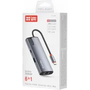 USB-Hub ColorWay Docking Station USB-C 6-в-1 Type C PD 100W/USB3.0х3/HDMI 4К/RJ45 (CW-HUB02)