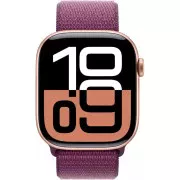 Apple Watch Series 10 GPS 46mm Rose Gold Aluminum Case w. Plum Sport Loop (MWWV3)