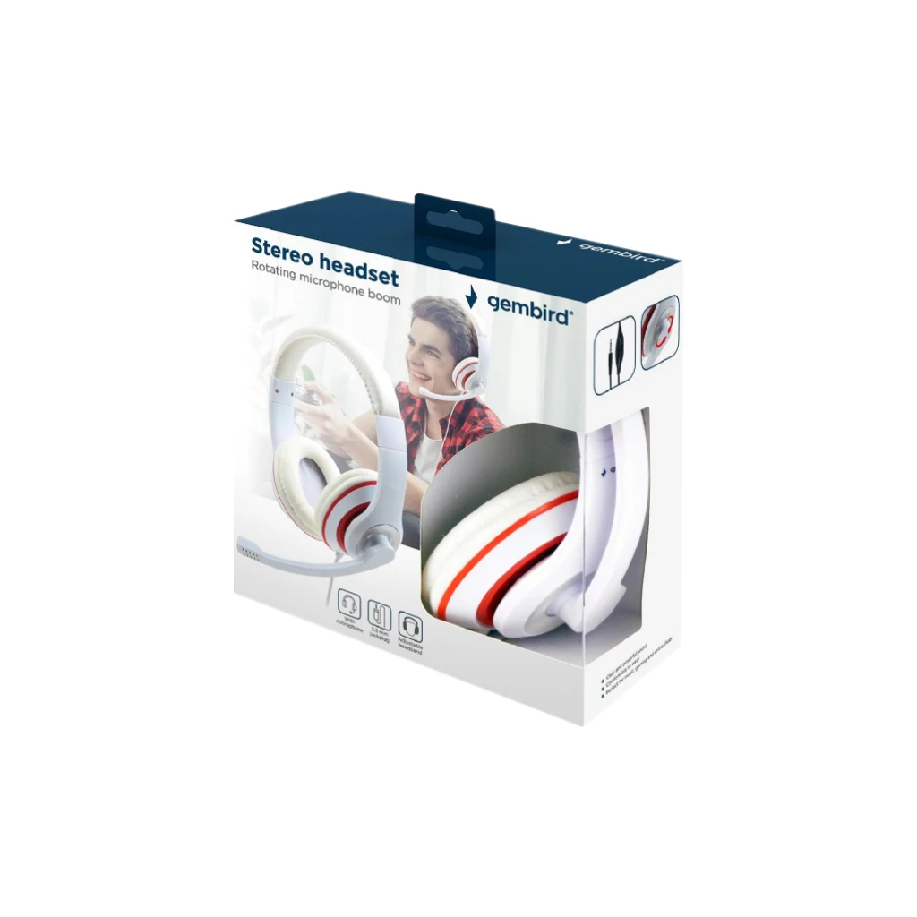 Наушники Gembird MHS-03 White/Red (MHS-03-WTRD) (UA) Подключение: проводное;